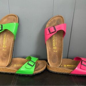 Lot 2 Birkenstock Madrid Sandal in Metallic Green & Pink 36/5 Women’s